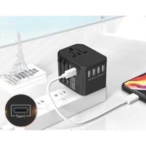ABRD 11 - LIGHT UP LOGO TYPE-C + 4 USB PORT UNIVERSAL TRAVEL ADAPTER